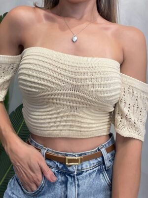 Cropped Feminino em Tricô Modal Ciganinha Raquel Ref. 1410