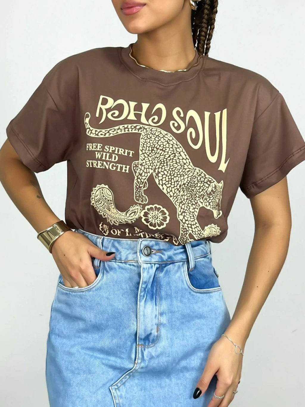 T-Shirt Feminina Estampada Boho Soul Onça Ref. 808 - Imagem 2