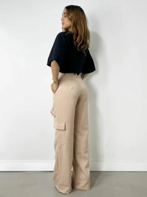 Calça Feminina Alfaiataria Pantalona Carpenter Cargo Doroteia Ref. 973