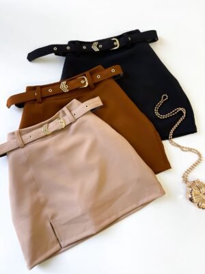 Shorts Saia em Alfaiataria com Cinto Pamela Ref. 1528