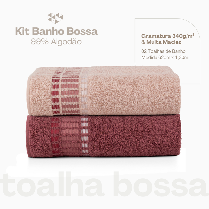Kit 02 Toalhas de Banho Avulsas Bossa Tons de Rosa - Imagem 2