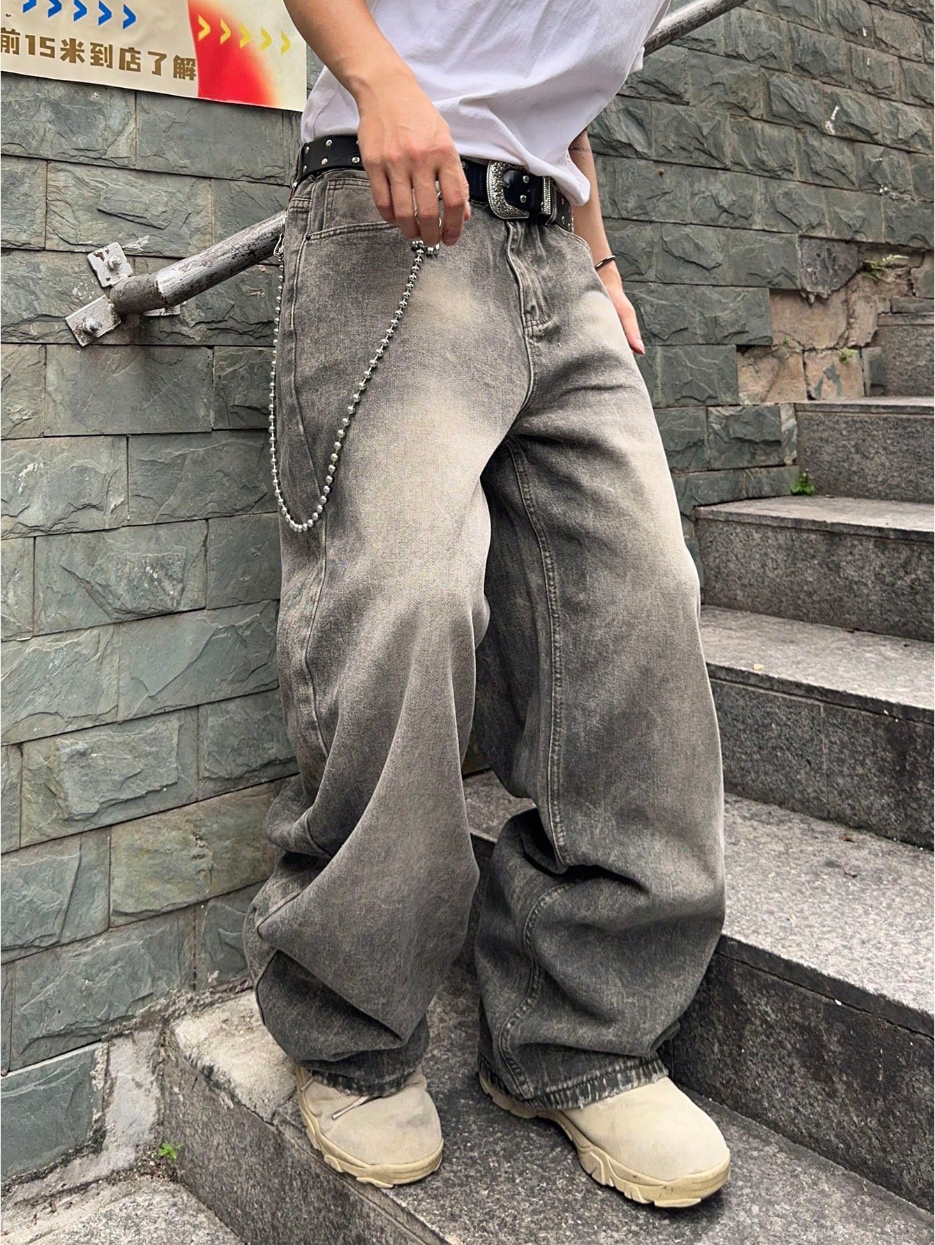 Calça Jeans Masculina Baggy Vintage Elástica | Harem Streetwear Casual 2026 - Imagem 6