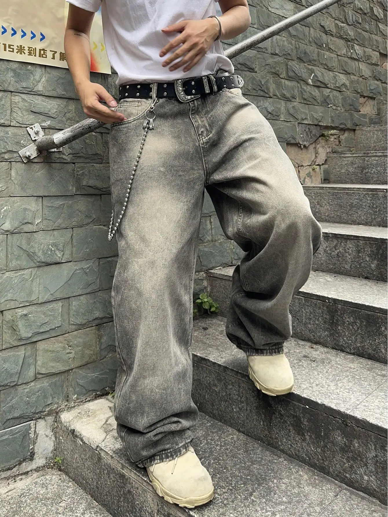Calça Jeans Masculina Baggy Vintage Elástica | Harem Streetwear Casual 2026 - Imagem 3