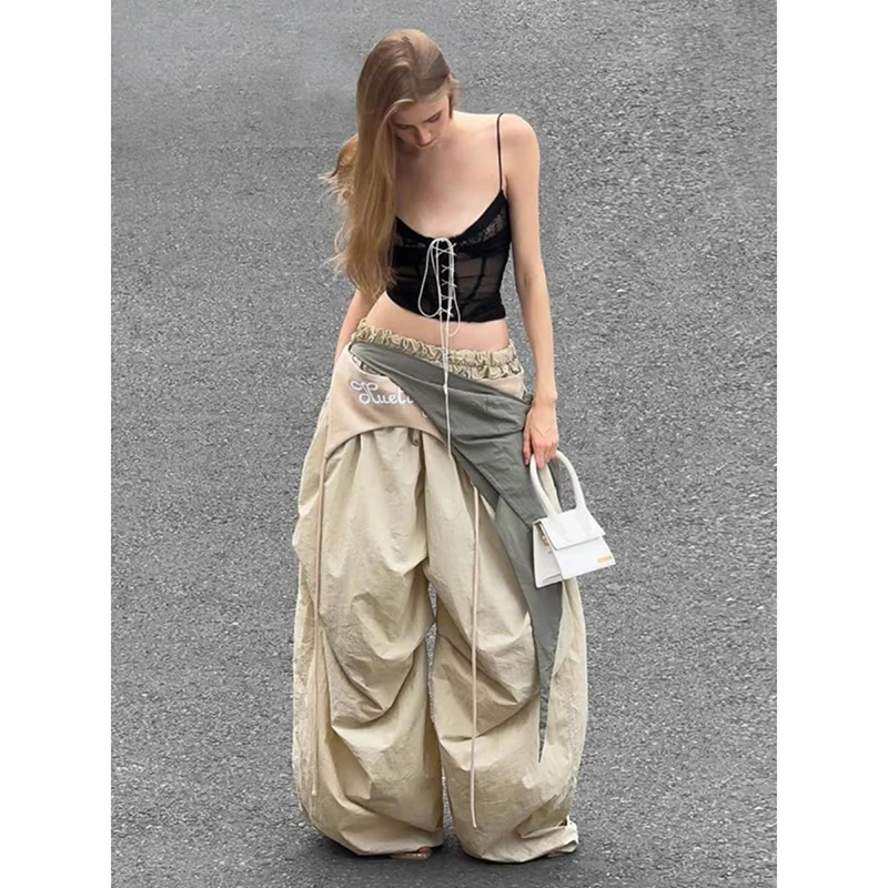 Calça Feminina Goblin Core Y2K Paraquedas | Wide Leg Harajuku Streetwear 2026 - Imagem 3