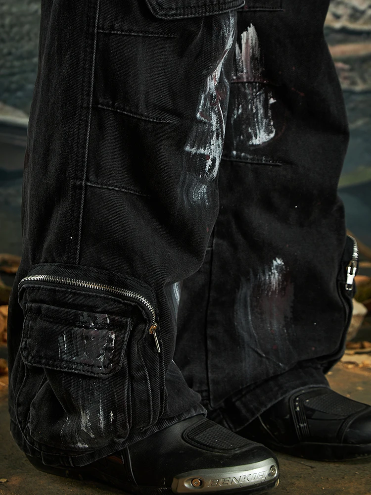 Calça Jeans Luzhen Original Premium Unissex Tie Dye com Pintura Exclusiva e Múltiplos Bolsos - Imagem 5