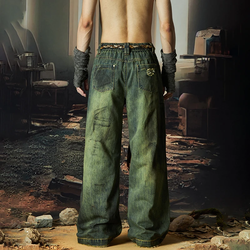 Calça Jeans Luzhen Original Premium Unissex com Barra Desfiada | Streetwear Exclusiva - Imagem 2