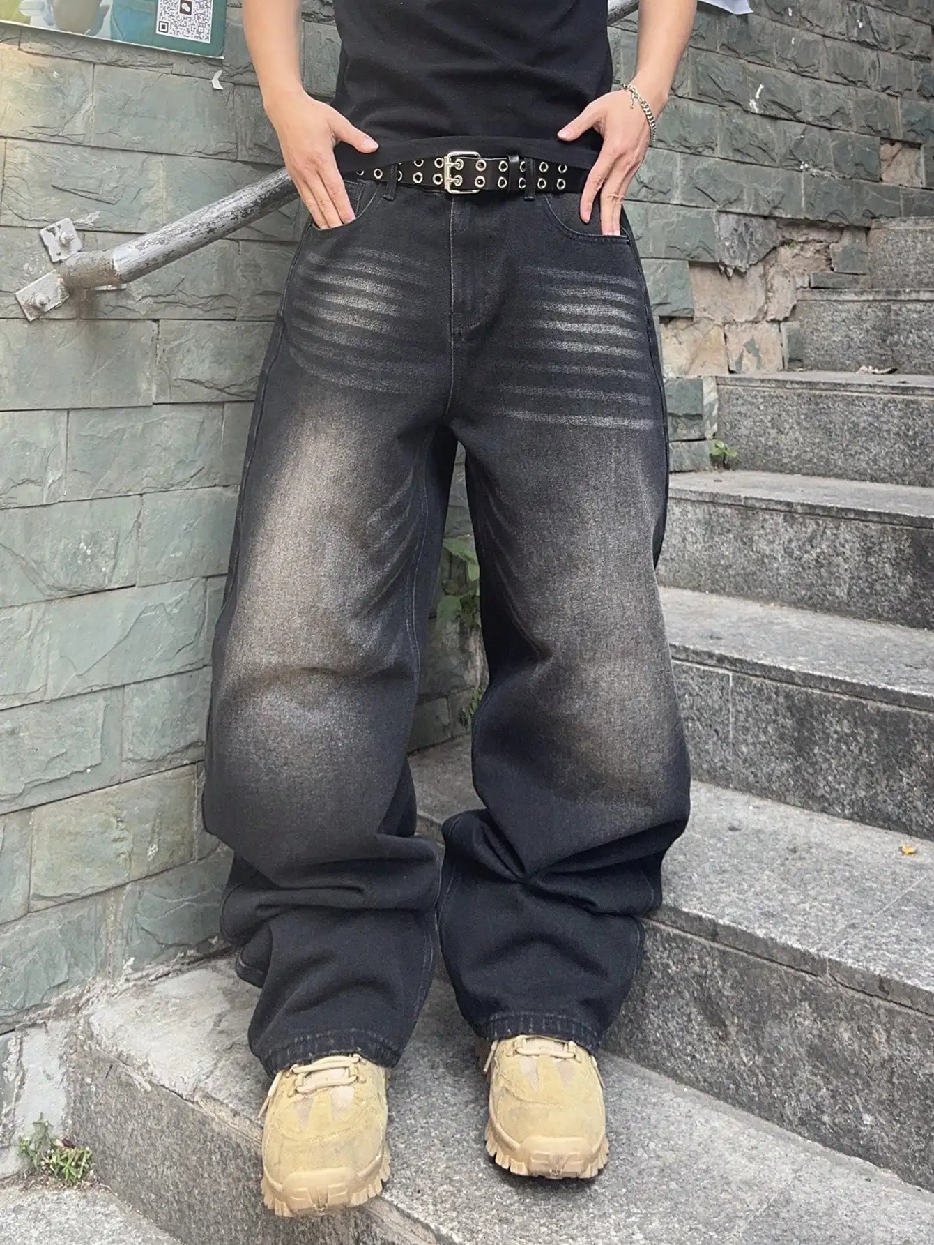 Calça Jeans Masculina Baggy Vintage Elástica | Harem Streetwear Casual 2026 - Imagem 2