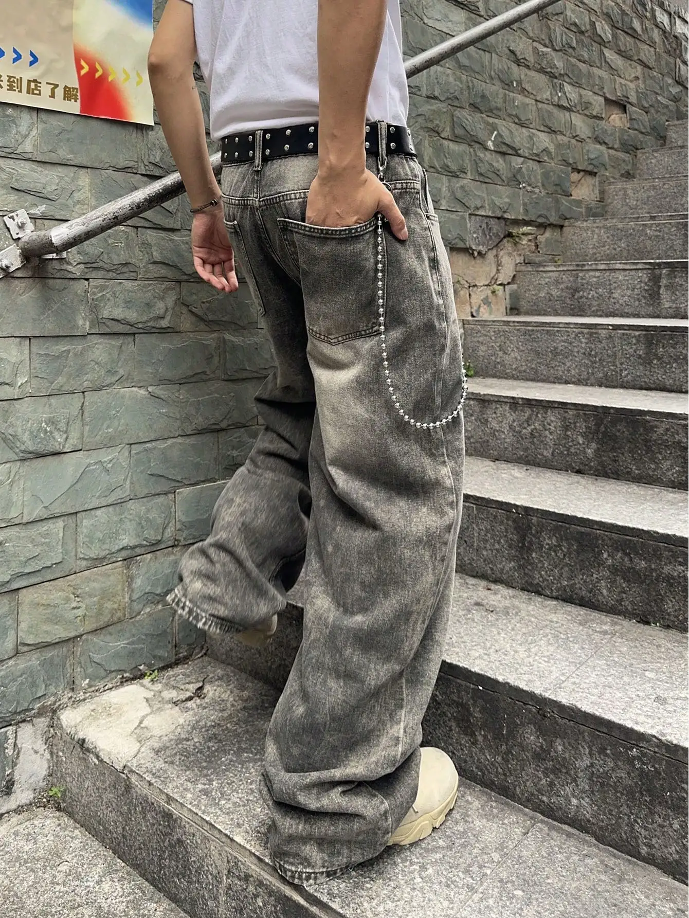 Calça Jeans Masculina Baggy Vintage Elástica | Harem Streetwear Casual 2026 - Imagem 2