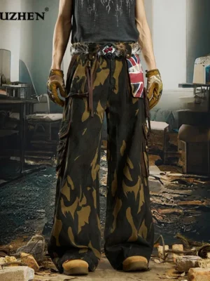 Calça Cargo Luzhen Original Premium Unissex Camuflada com Multi Bolsos | Streetwear Exclusiva