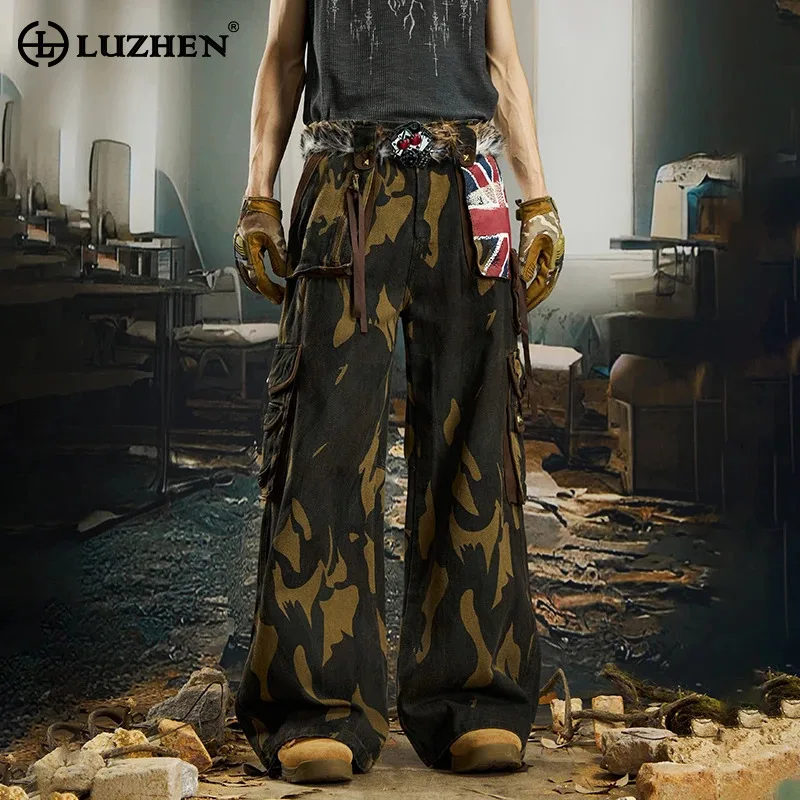 Calça Cargo Luzhen Original Premium Unissex Camuflada com Multi Bolsos | Streetwear Exclusiva