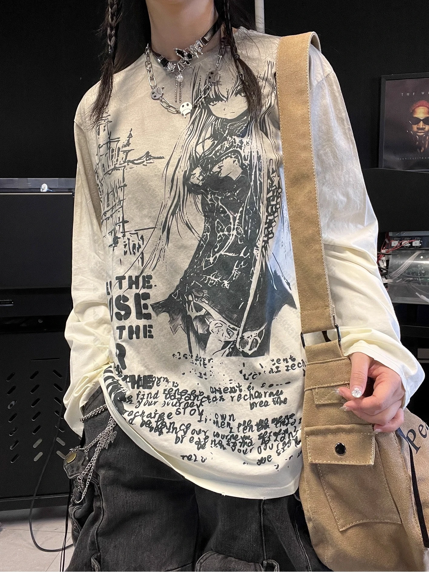 Camiseta Feminina Kitty Kpop Manga Longa | Streetweare Hip Hop moda 2026 - Imagem 4
