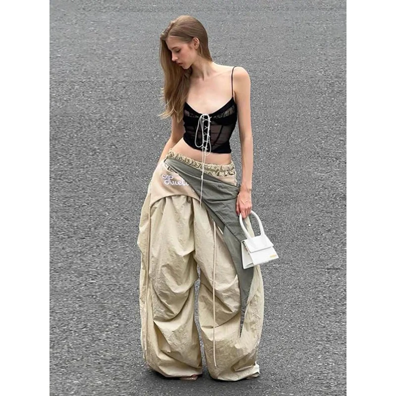Calça Feminina Goblin Core Y2K Paraquedas | Wide Leg Harajuku Streetwear 2026 - Imagem 4