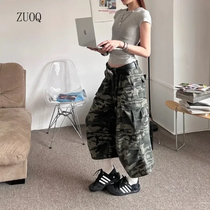 Bermudão Jeans Camuflado Unissex Streetwear | Cargo Wide Leg com Bolsos Utilitários | LANÇAMENTO - Imagem 2