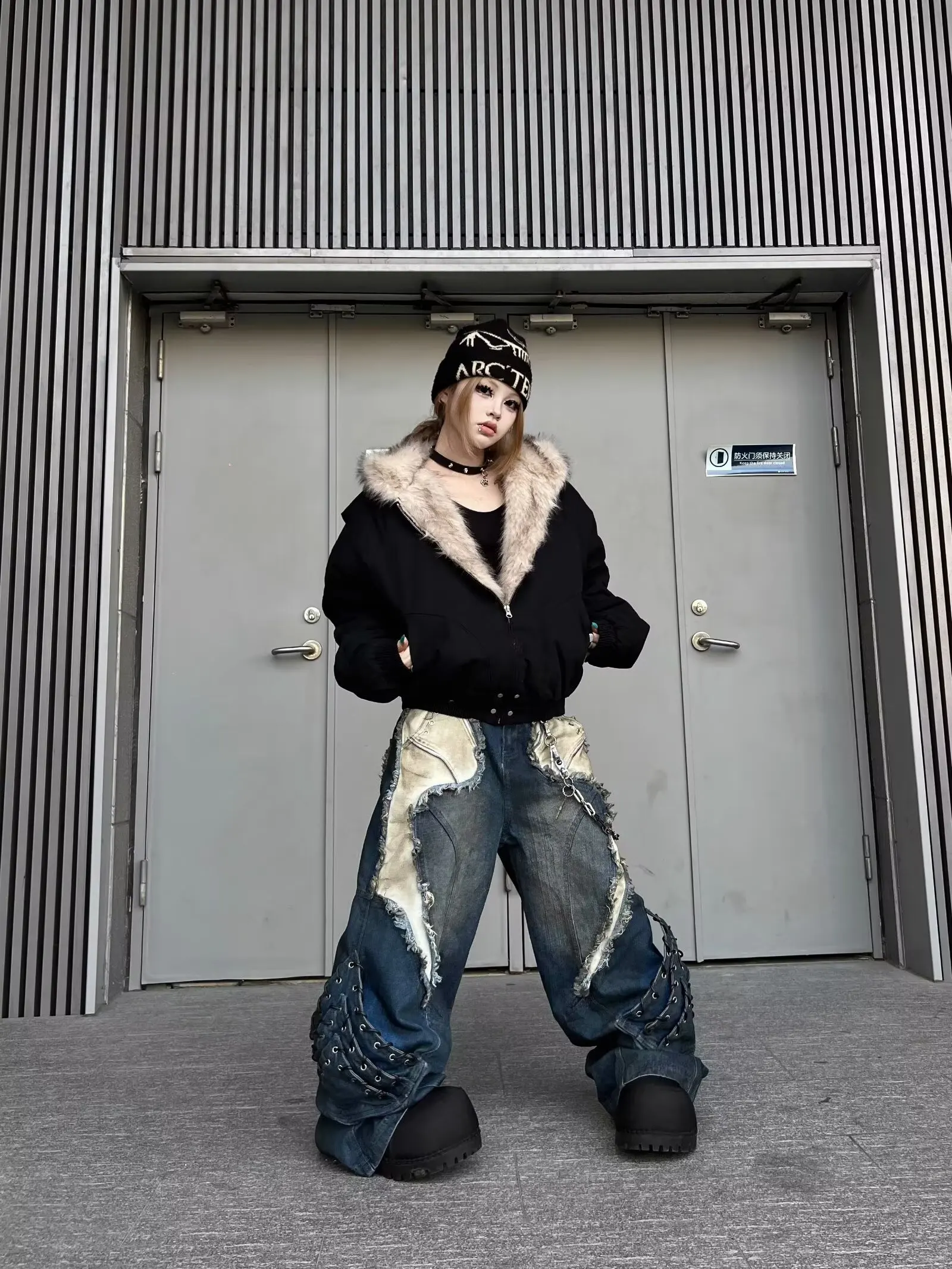 Calça Jeans Feminina Streetwear Vintage Patchwork Tie Dye | Wide Leg Hip Hop Moda Urbana 2026 - Imagem 16