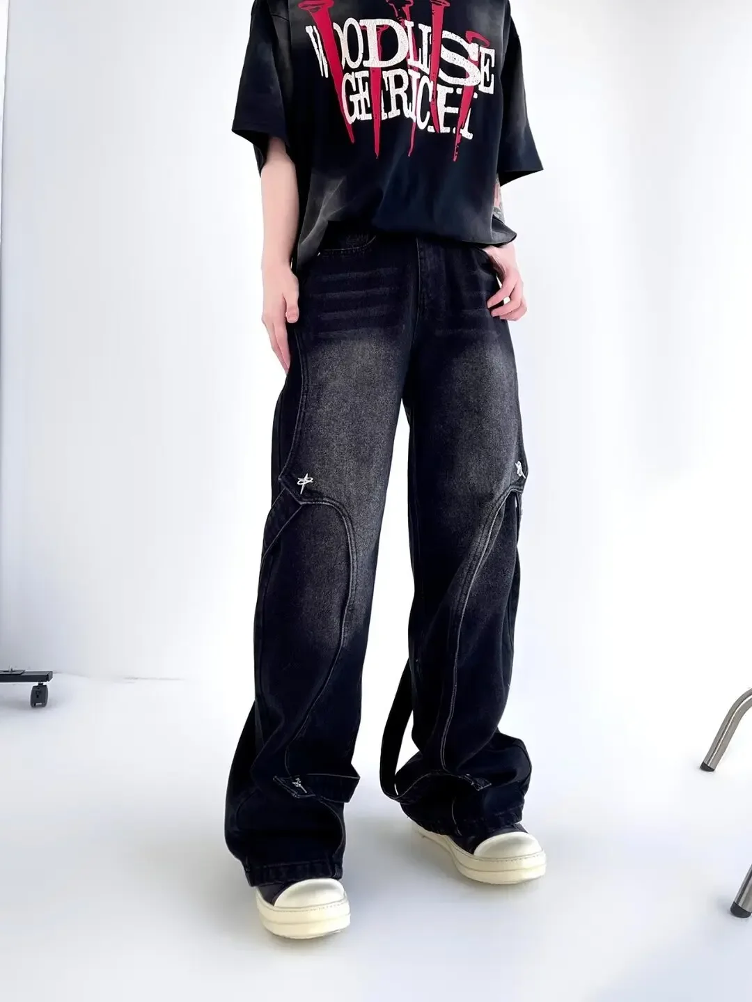 Calça Jeans Masculina Baggy Streetwear Americana | Patchwork Lavado High Street - Imagem 11