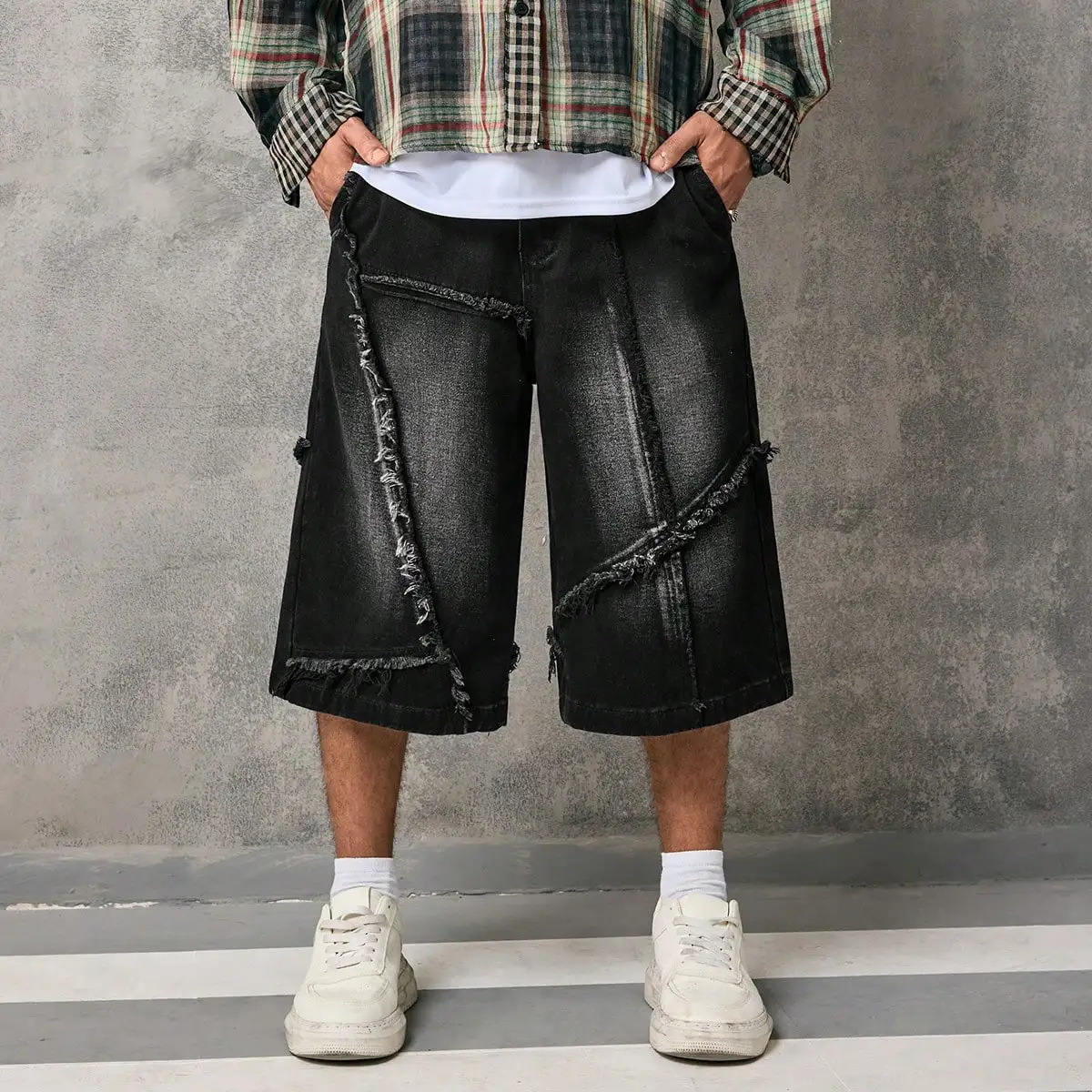 Bermuda Jeans Masculina Baggy Streetwear Underground | Barra Desfiada Premium | LANÇAMENTO