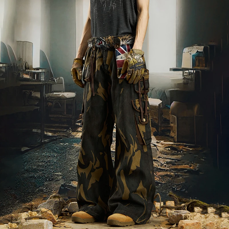 Calça Cargo Luzhen Original Premium Unissex Camuflada com Multi Bolsos | Streetwear Exclusiva - Imagem 2