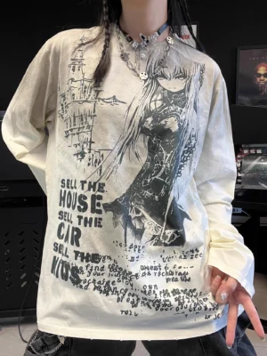 Camiseta Feminina Kitty Kpop Manga Longa | Streetweare Hip Hop moda 2026