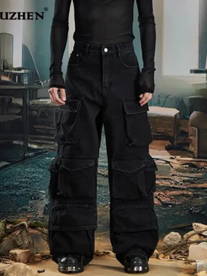 Calça Cargo Luzhen Original Premium Multi Bolsos Streetwear Reta e Confortável | Lançamento