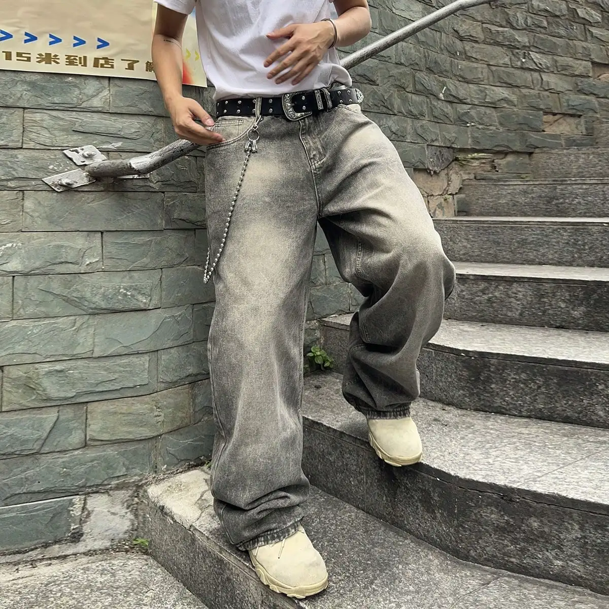 Calça Jeans Masculina Baggy Vintage Elástica | Harem Streetwear Casual 2026
