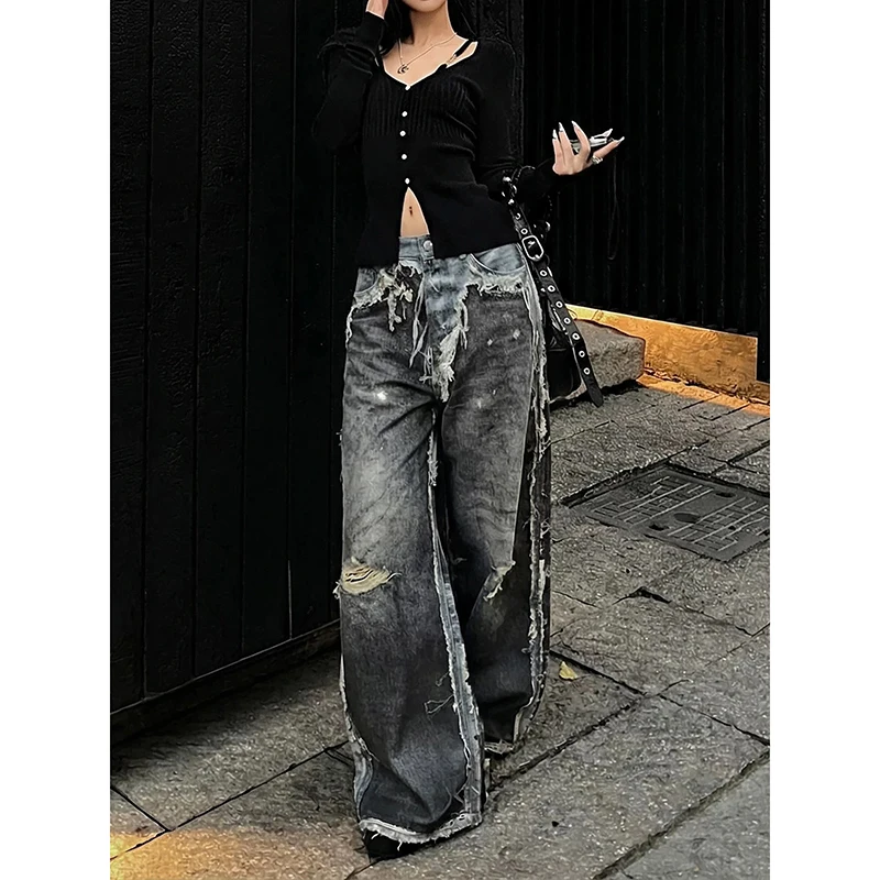 Calça Jeans Feminina Preta Baggy | Wide Leg Streetwear Hip Hop 2026 - Imagem 3