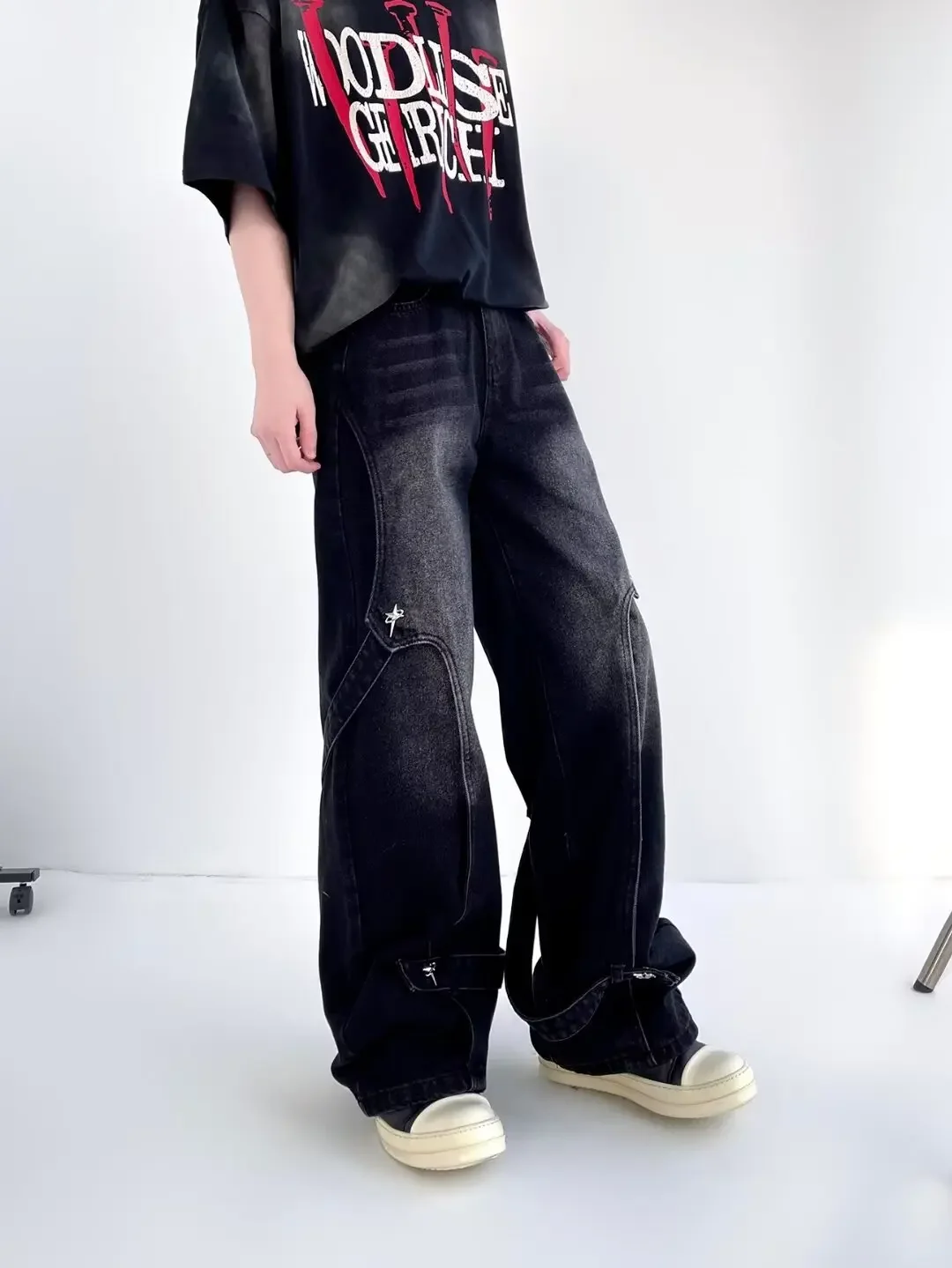 Calça Jeans Masculina Baggy Streetwear Americana | Patchwork Lavado High Street - Imagem 10