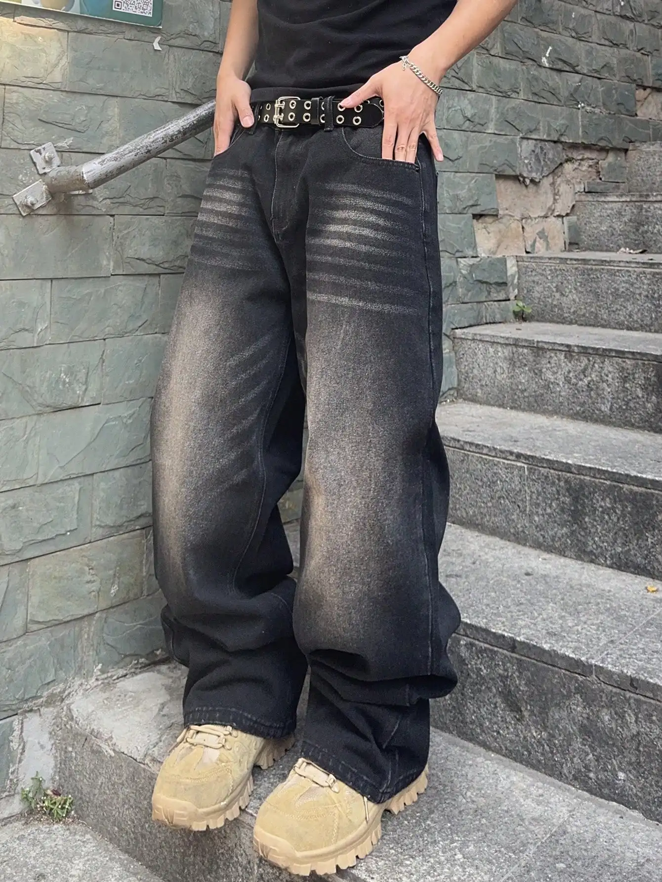 Calça Jeans Masculina Baggy Vintage Elástica | Harem Streetwear Casual 2026