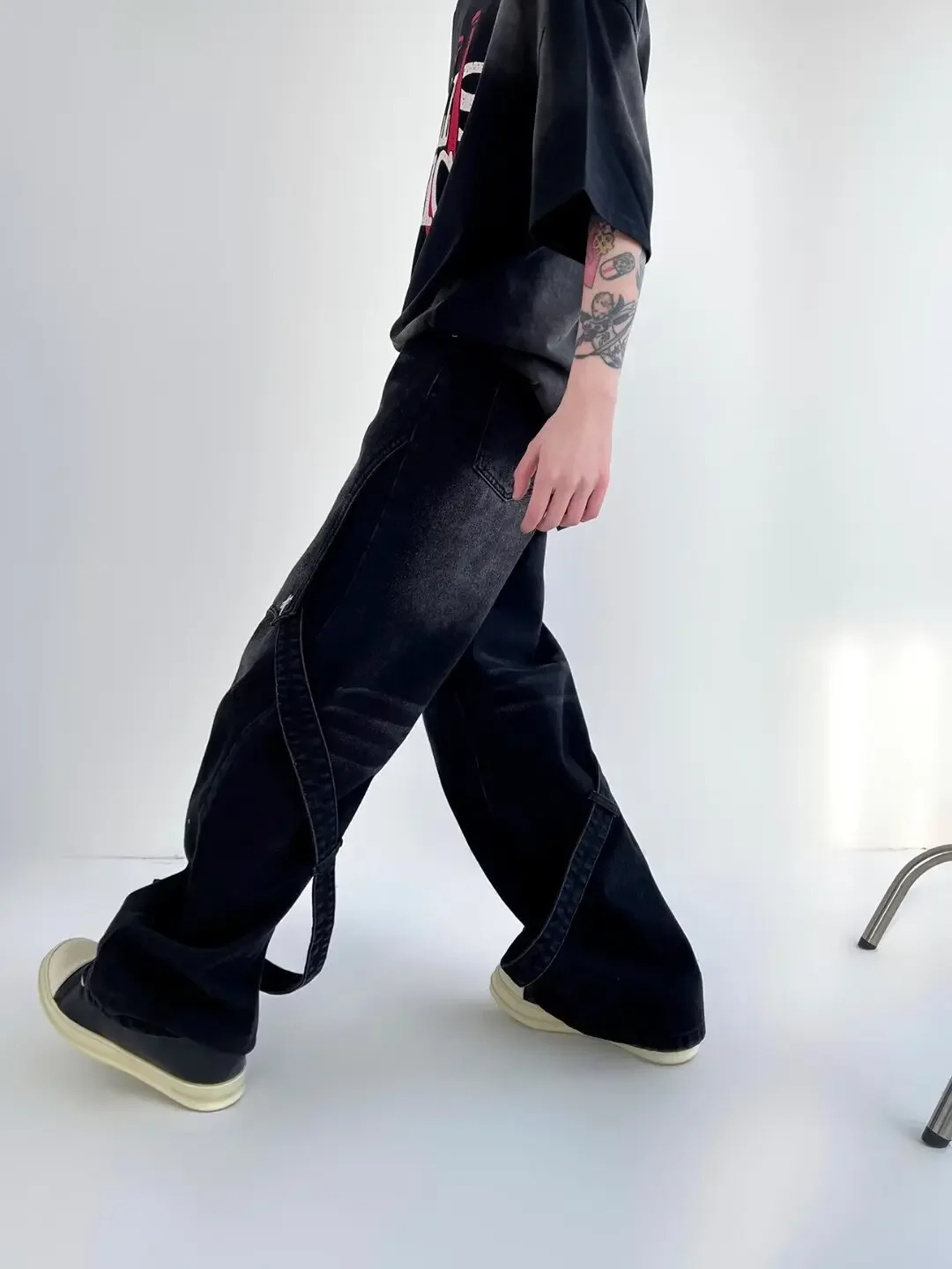 Calça Jeans Masculina Baggy Streetwear Americana | Patchwork Lavado High Street - Imagem 7