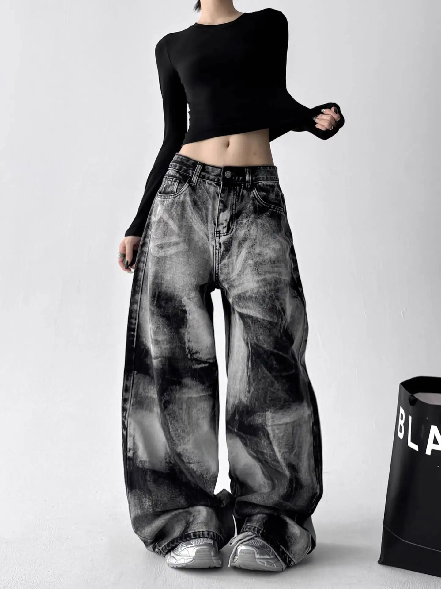 Calça Jeans Feminina Baggy Streetwear | Wide Leg Lavada Estilo Urbano - Imagem 5