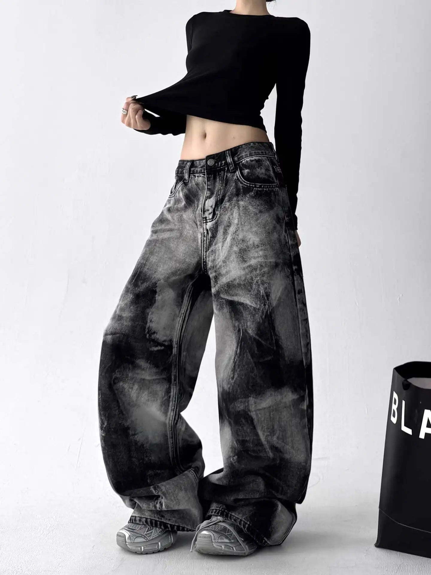 Calça Jeans Feminina Baggy Streetwear | Wide Leg Lavada Estilo Urbano - Imagem 2