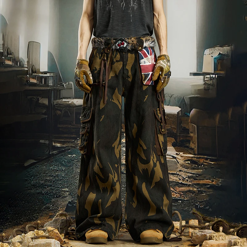 Calça Cargo Luzhen Original Premium Unissex Camuflada com Multi Bolsos | Streetwear Exclusiva - Imagem 4