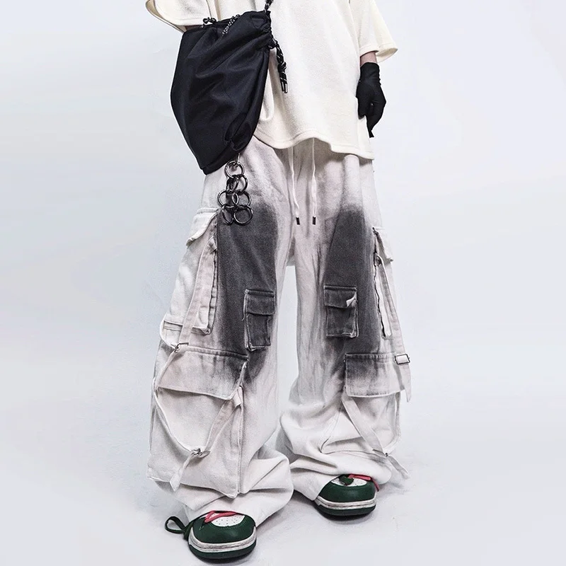 Calça Jeans Masculina Cargo Baggy Multi Bolsos | Streetwear Hip Hop - Imagem 2