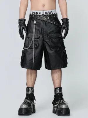 Bermuda Cargo Unissex Techwear Preta | Multi Bolsos Streetwear Premium | LANÇAMENTO