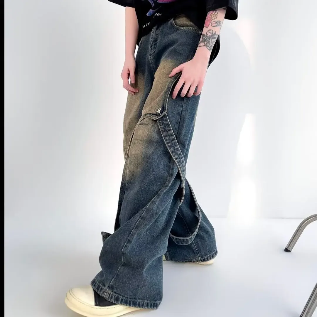 Calça Jeans Masculina Baggy Streetwear Americana | Patchwork Lavado High Street - Imagem 4