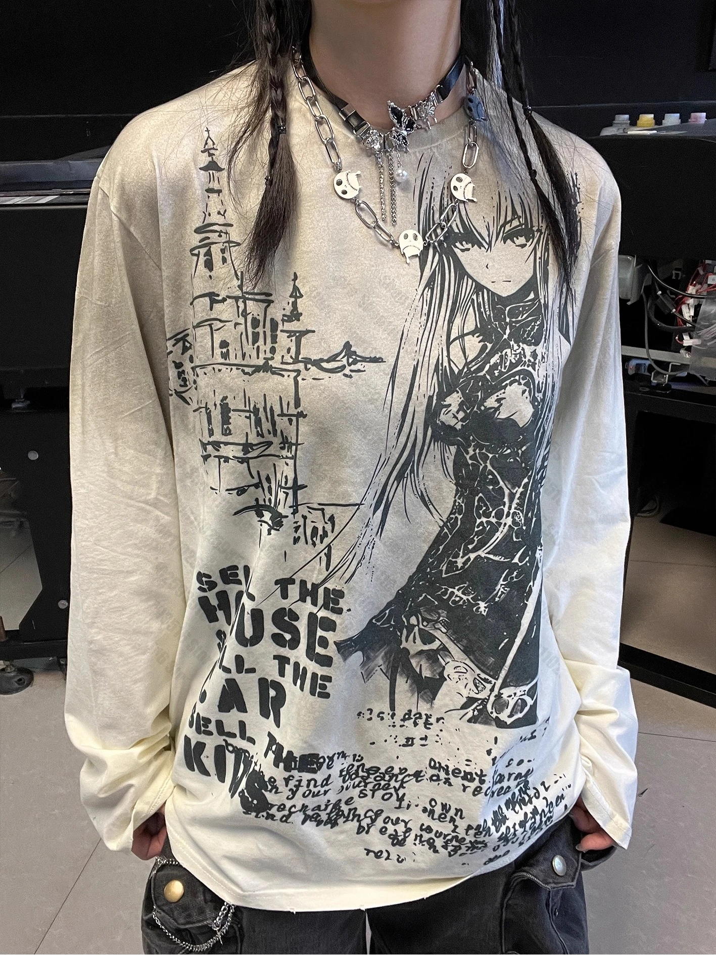 Camiseta Feminina Kitty Kpop Manga Longa | Streetweare Hip Hop moda 2026 - Imagem 5