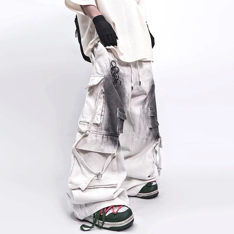 Calça Jeans Masculina Cargo Baggy Multi Bolsos | Streetwear Hip Hop