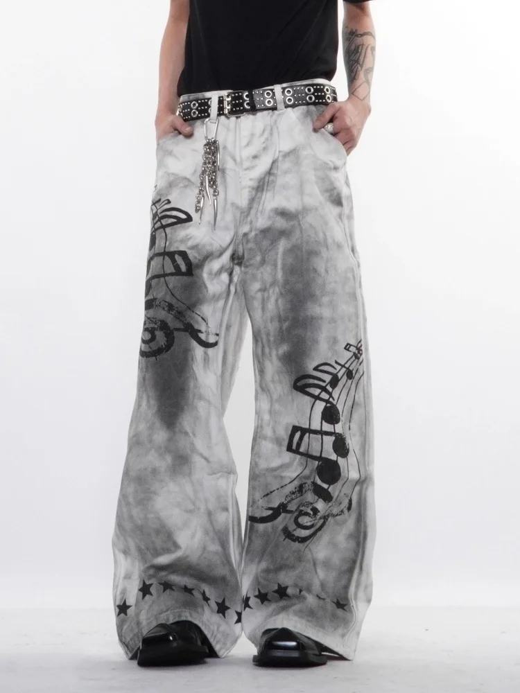 Calça Jeans Masculina Baggy Branca | Streetwear Americana com Estampa de Estrelas - Imagem 6