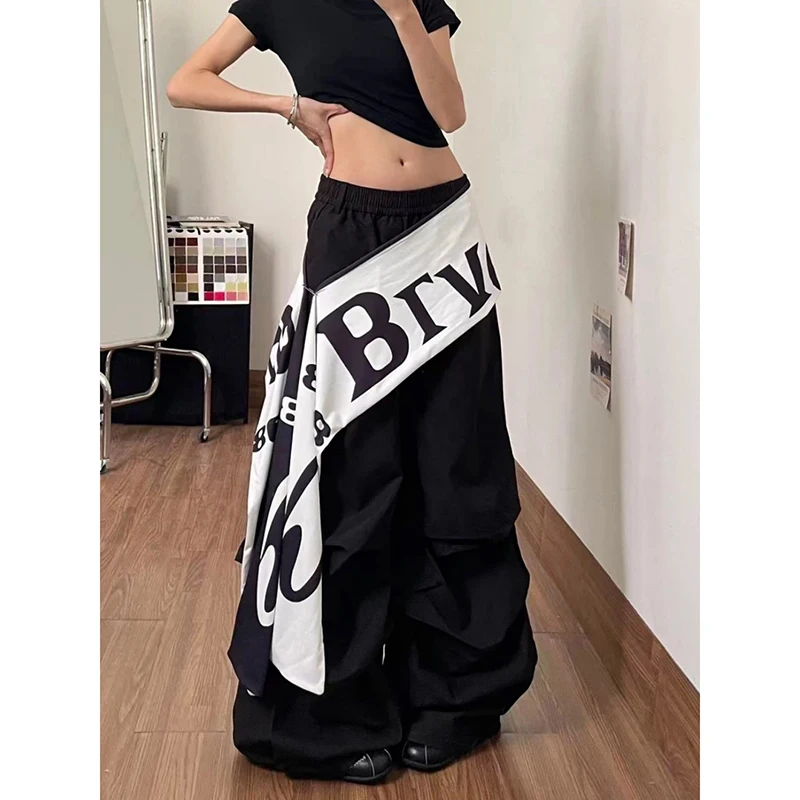 Calça Parachute Feminina Branca ou Preta Baggy com Saia Envolvente | Streetwear 2026 - Imagem 4