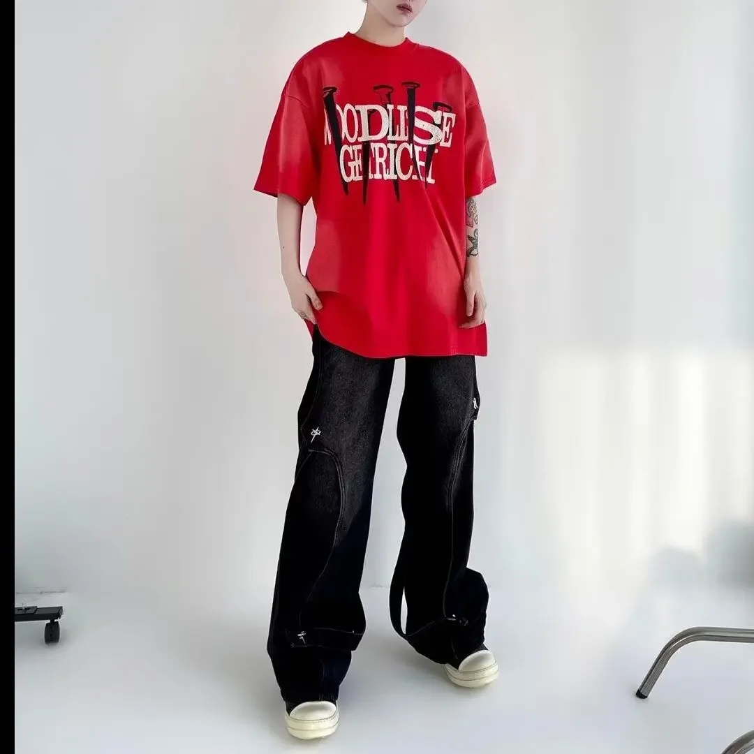 Calça Jeans Masculina Baggy Streetwear Americana | Patchwork Lavado High Street - Imagem 3