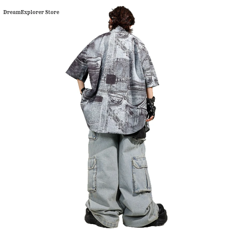 Conjunto Infantil Hip Hop Streetwear Premium | Camisa Oversized + Calça Cargo Jeans | Roupa para Dança, K-Pop - Imagem 3
