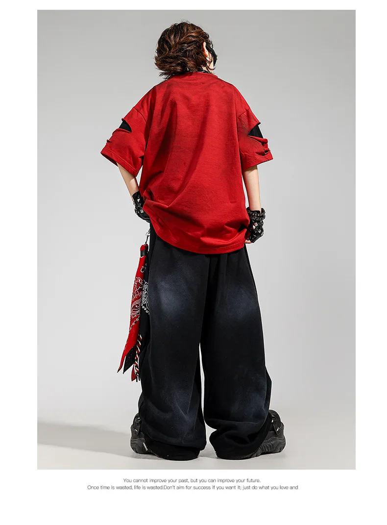 Conjunto Infantil e Juvenil kpop e Hip Hop Streetwear | Camiseta Oversized + Calça Rasgada para Dança | Lançamento Exclusivo - Imagem 7