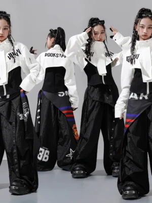 Conjunto Feminino de Dança Jazz e Street Dance | Figurino Moderno com Patchwork para Apresentações, Competições e Espetáculos